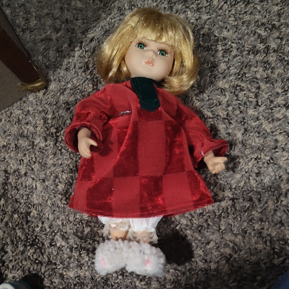 Blonde Doll with Red Dress